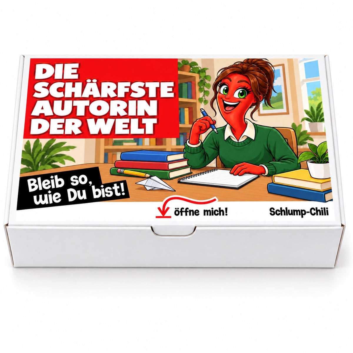 Die schärfste Autorin der Welt – Geschenkbox Vorderansicht