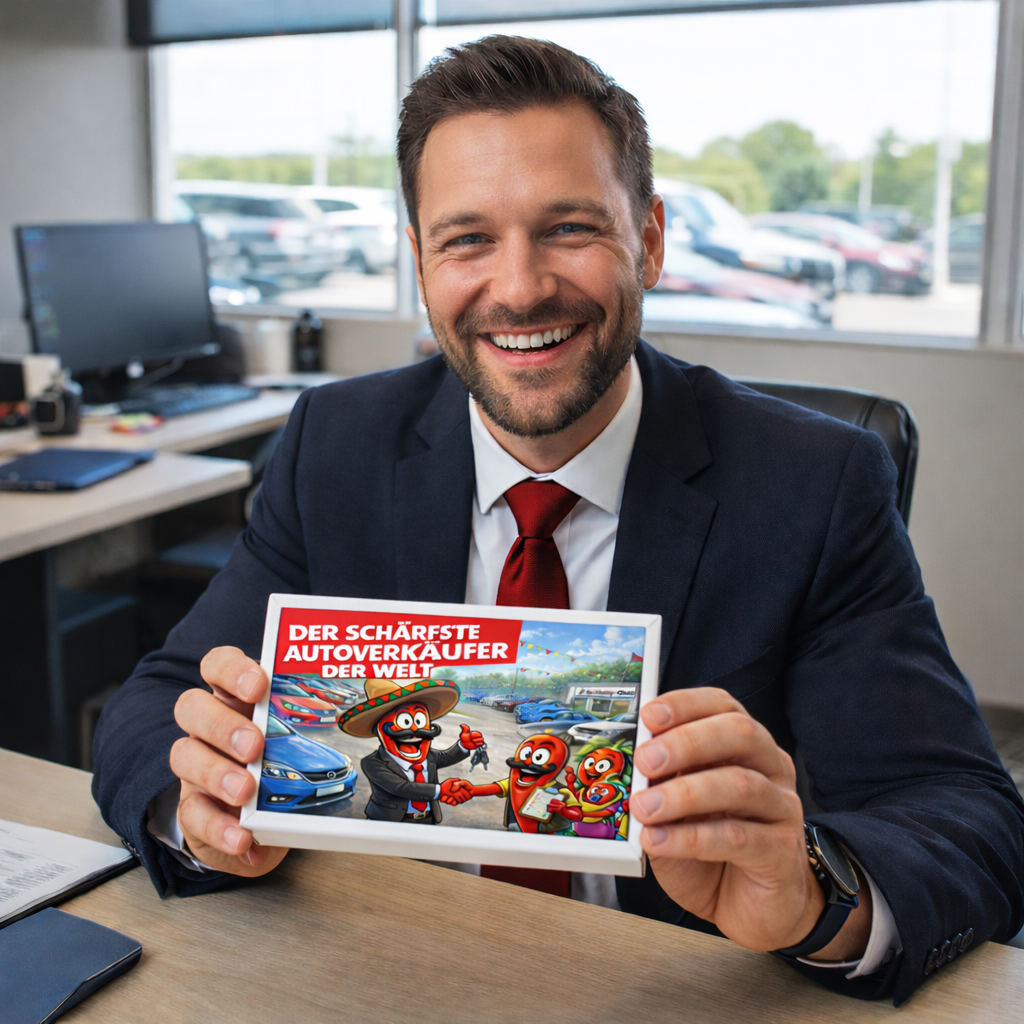Der schärfste Autoverkäufer der Welt - Ein witziges Autohändler Geschenk!