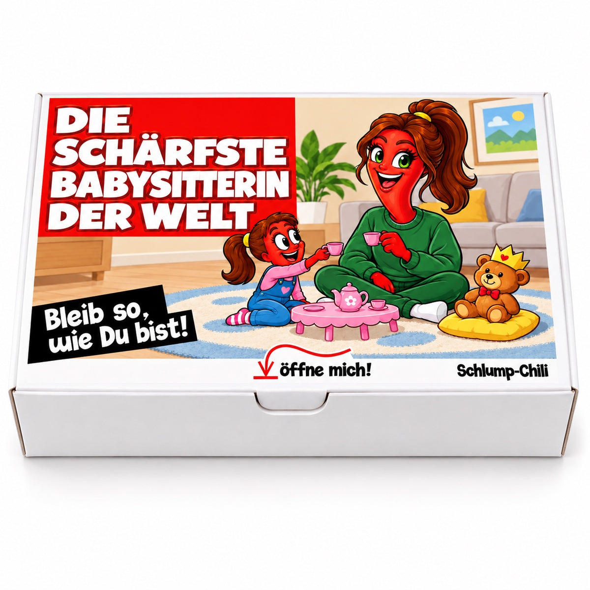 Die schärfste Babysitterin der Welt – Geschenkbox Vorderansicht
