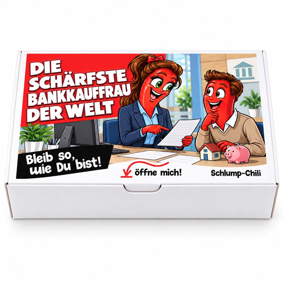 Die schärfste Bankkauffrau der Welt – weiße Geschenkbox, Vorderansicht
