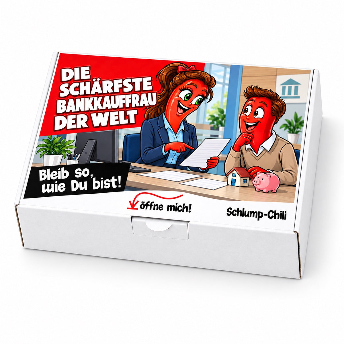 Die schärfste Bankkauffrau der Welt – weiße Geschenkbox, Schrägansicht