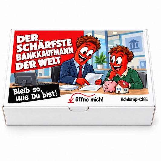 Der schärfste Bankkaufmann der Welt – weiße Geschenkbox, Vorderansicht
