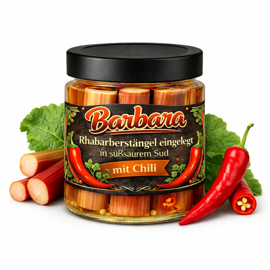 BARBARA Rhabarber eingelegt im Glas mit Chili