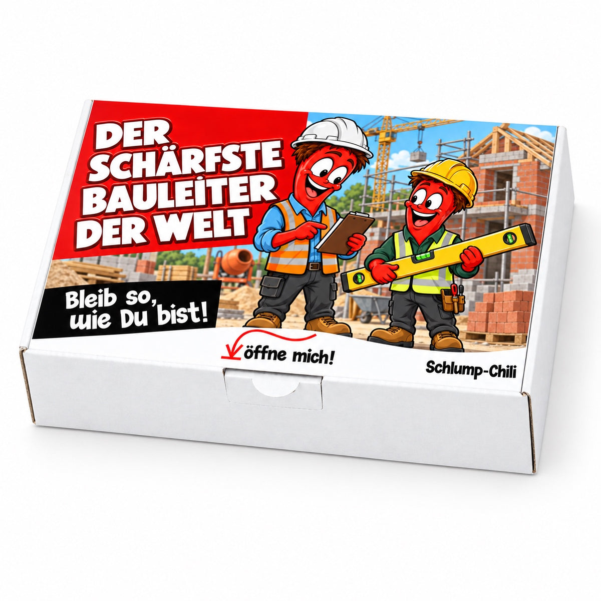 Der schärfste Bauleiter der Welt – weiße Geschenkbox, Schrägansicht