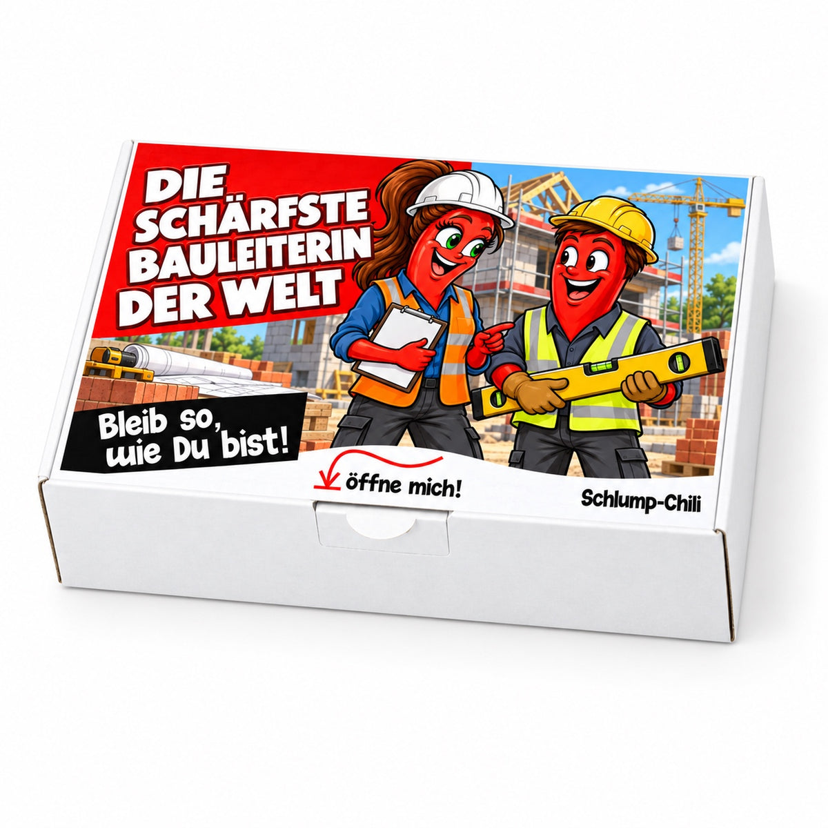 Die schärfste Bauleiterin der Welt – weiße Geschenkbox, Schrägansicht