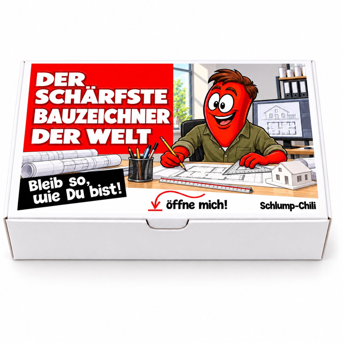 Der schärfste Bauzeichner der Welt – Geschenkbox Vorderansicht