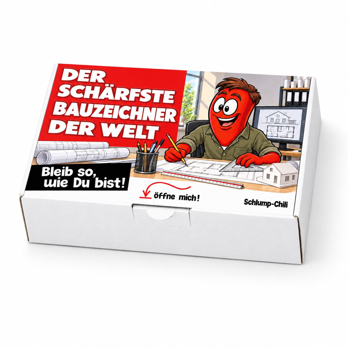 Der schärfste Bauzeichner der Welt – Geschenkbox Schrägansicht