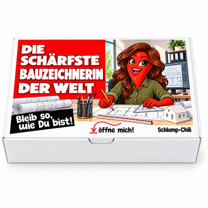 Die schärfste Bauzeichnerin der Welt – Geschenkbox Vorderansicht