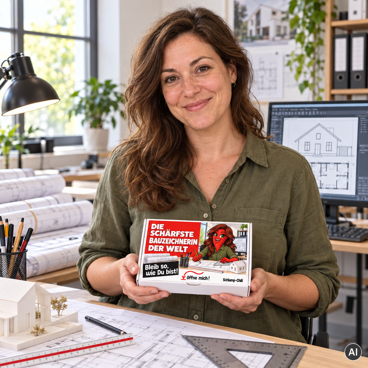 Die schärfste Bauzeichnerin der Welt – Geschenkidee (AI)