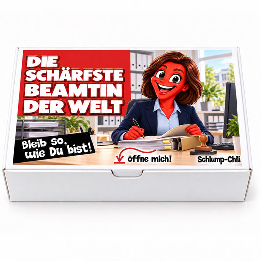 Die schärfste Beamtin der Welt – weiße Geschenkbox, Vorderansicht