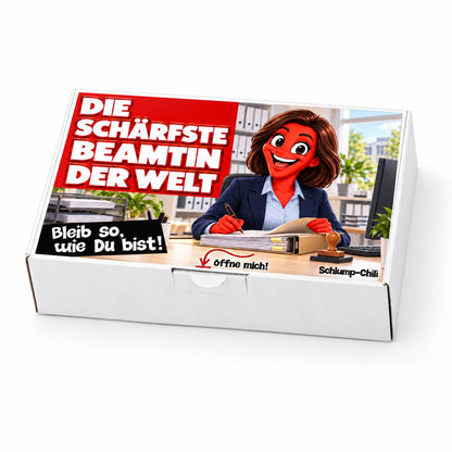 Die schärfste Beamtin der Welt – weiße Geschenkbox, Schrägansicht