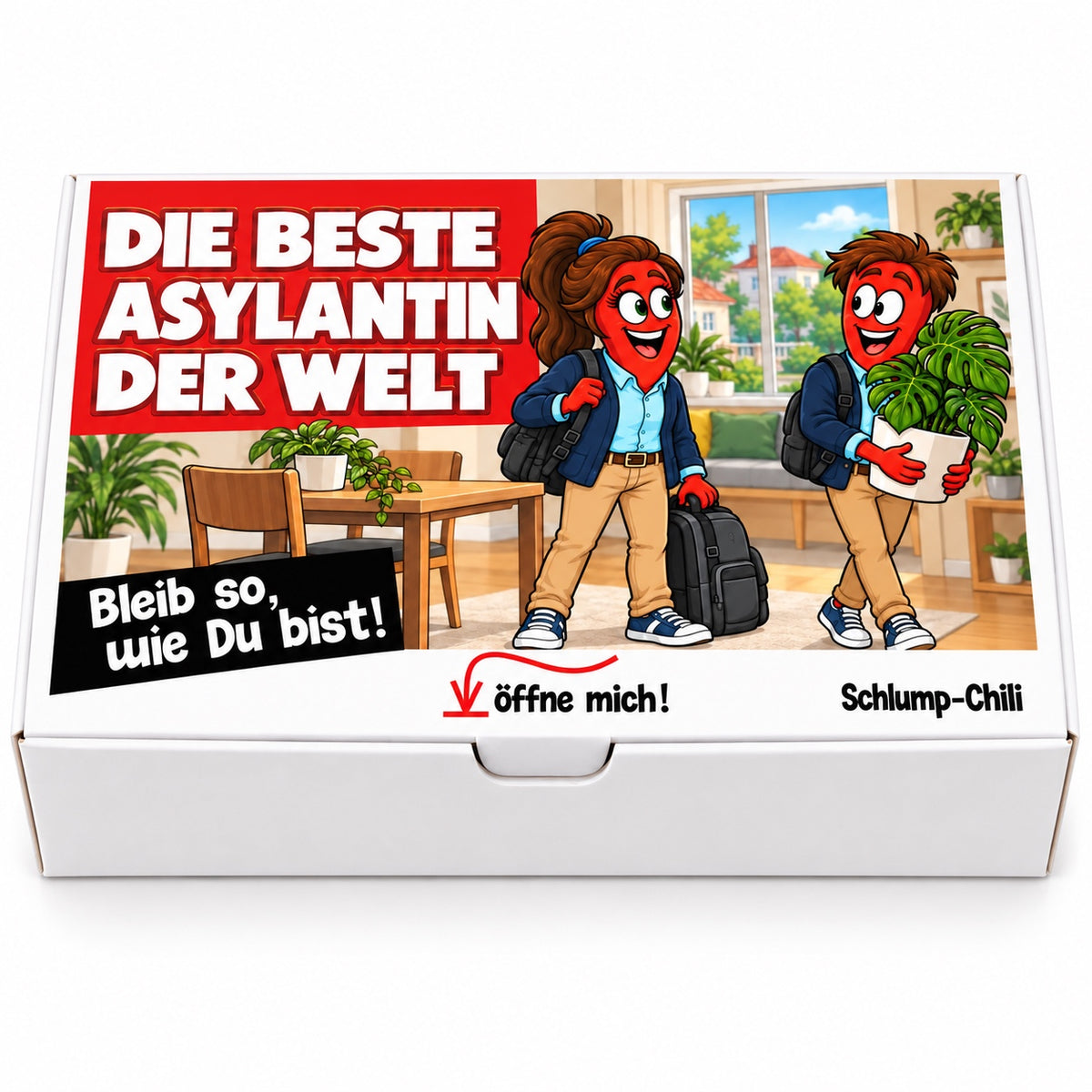 Die beste Asylantin der Welt – Geschenkbox Vorderansicht