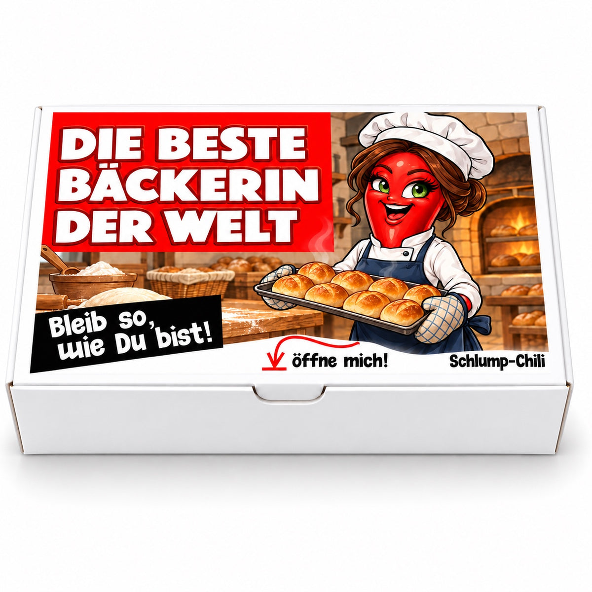 Die beste Bäckerin der Welt – weiße Geschenkbox, Vorderansicht