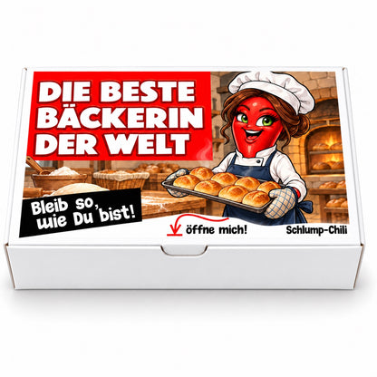 Die beste Bäckerin der Welt – weiße Geschenkbox, Vorderansicht