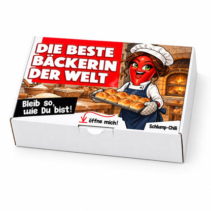 Die beste Bäckerin der Welt – weiße Geschenkbox, Schrägansicht