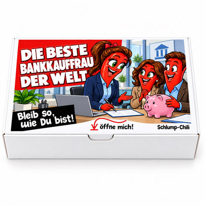 Die beste Bankkauffrau der Welt – weiße Geschenkbox, Vorderansicht