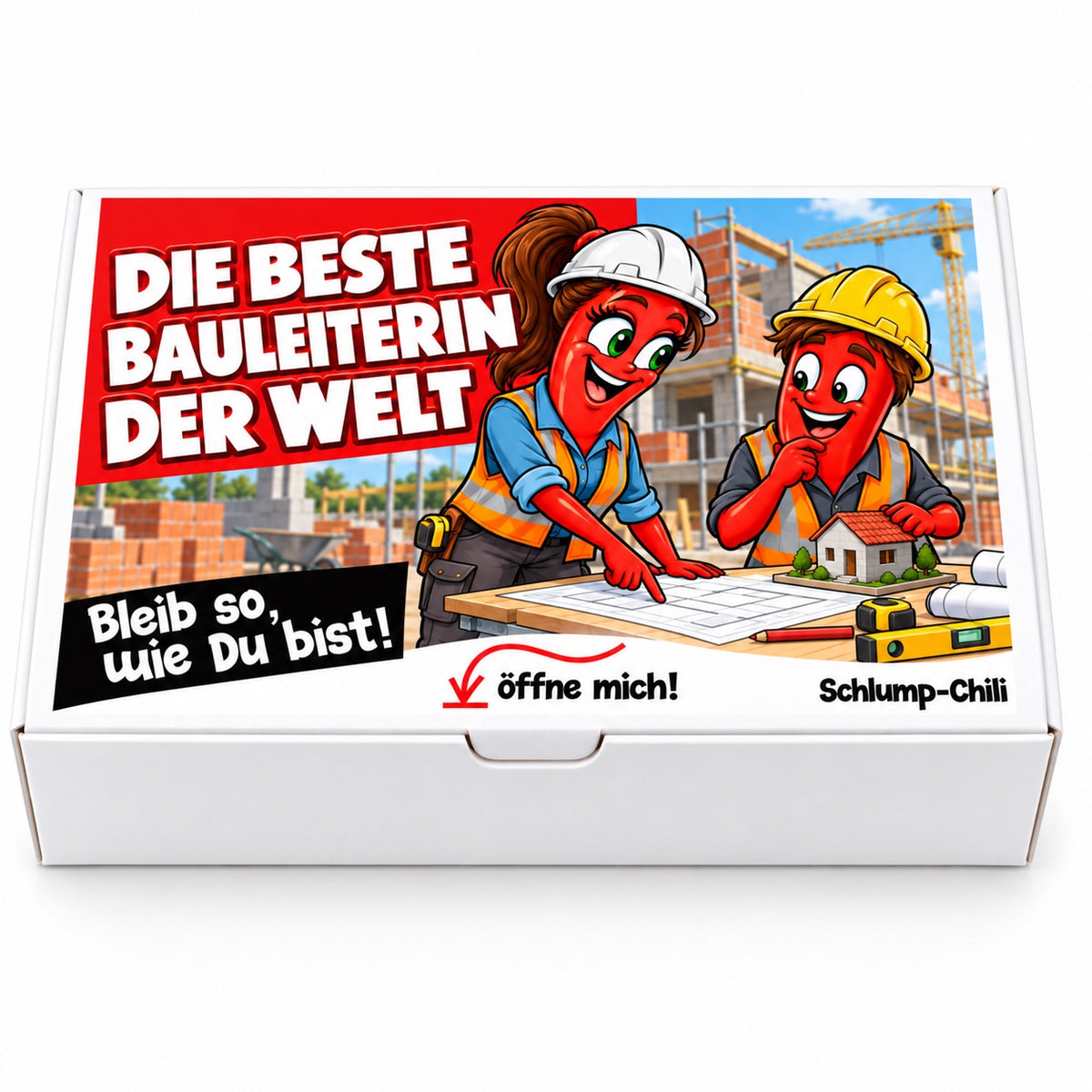 Die beste Bauleiterin der Welt – weiße Geschenkbox, Vorderansicht