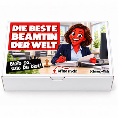 Die beste Beamtin der Welt – weiße Geschenkbox, Vorderansicht