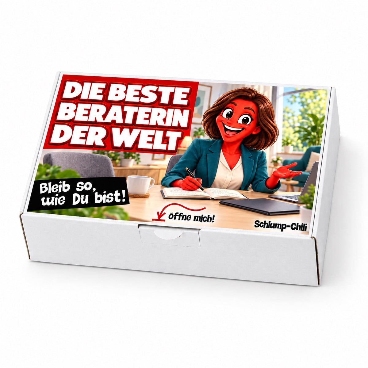 Die beste Beraterin der Welt – weiße Geschenkbox, Schrägansicht