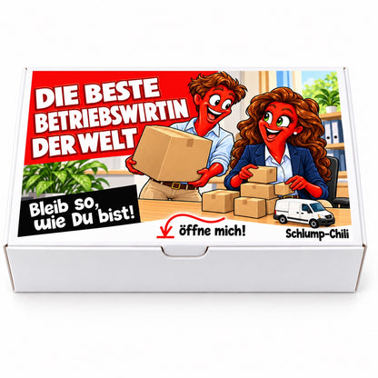 Die beste Betriebswirtin der Welt – Geschenkbox Vorderansicht