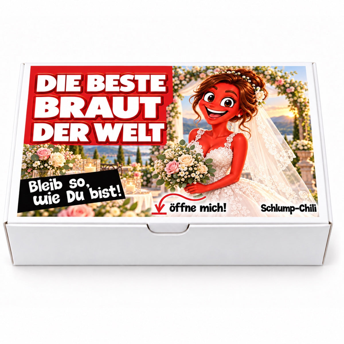 Die beste Braut der Welt – weiße Geschenkbox, Vorderansicht
