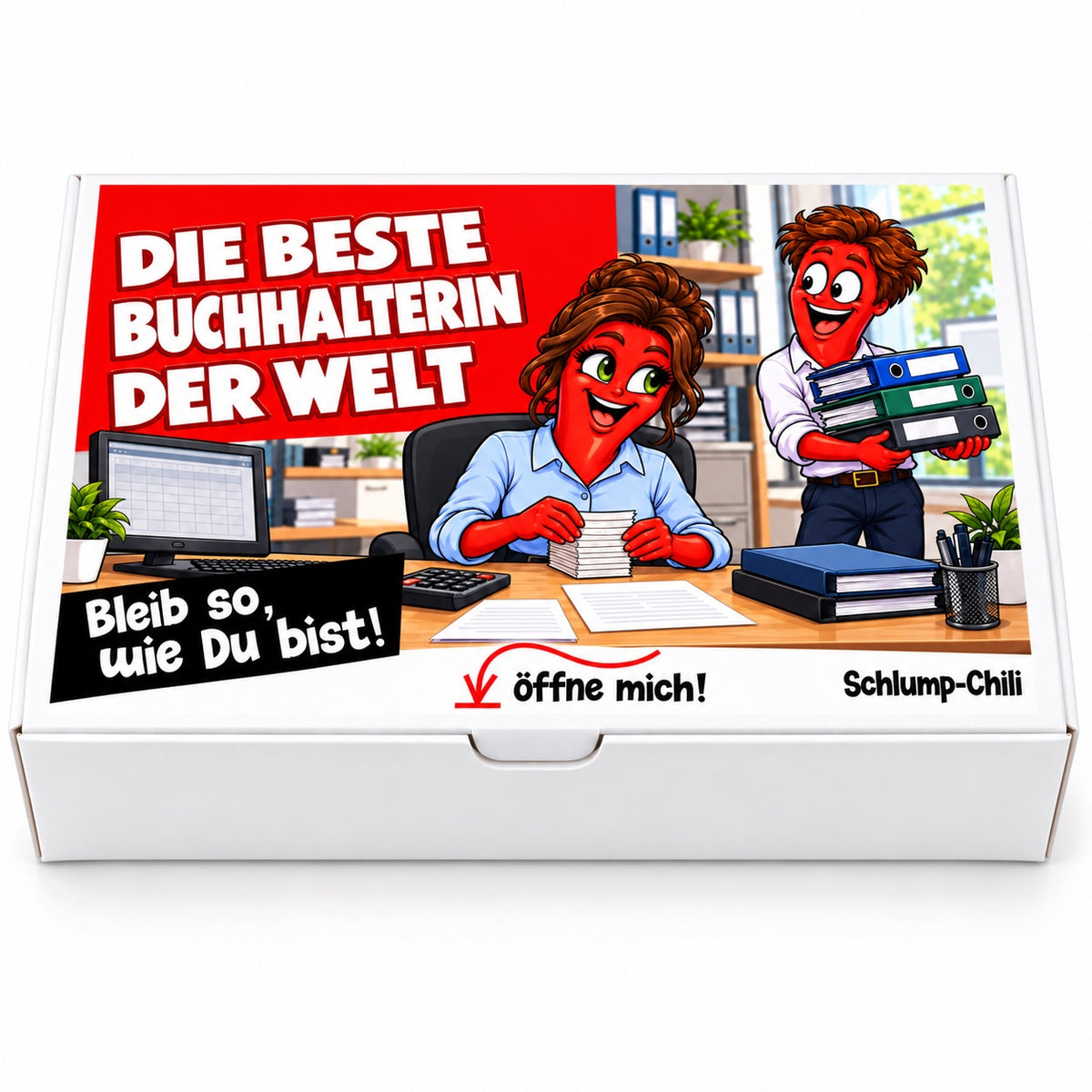 Die beste Buchhalterin der Welt – Geschenkbox Vorderansicht