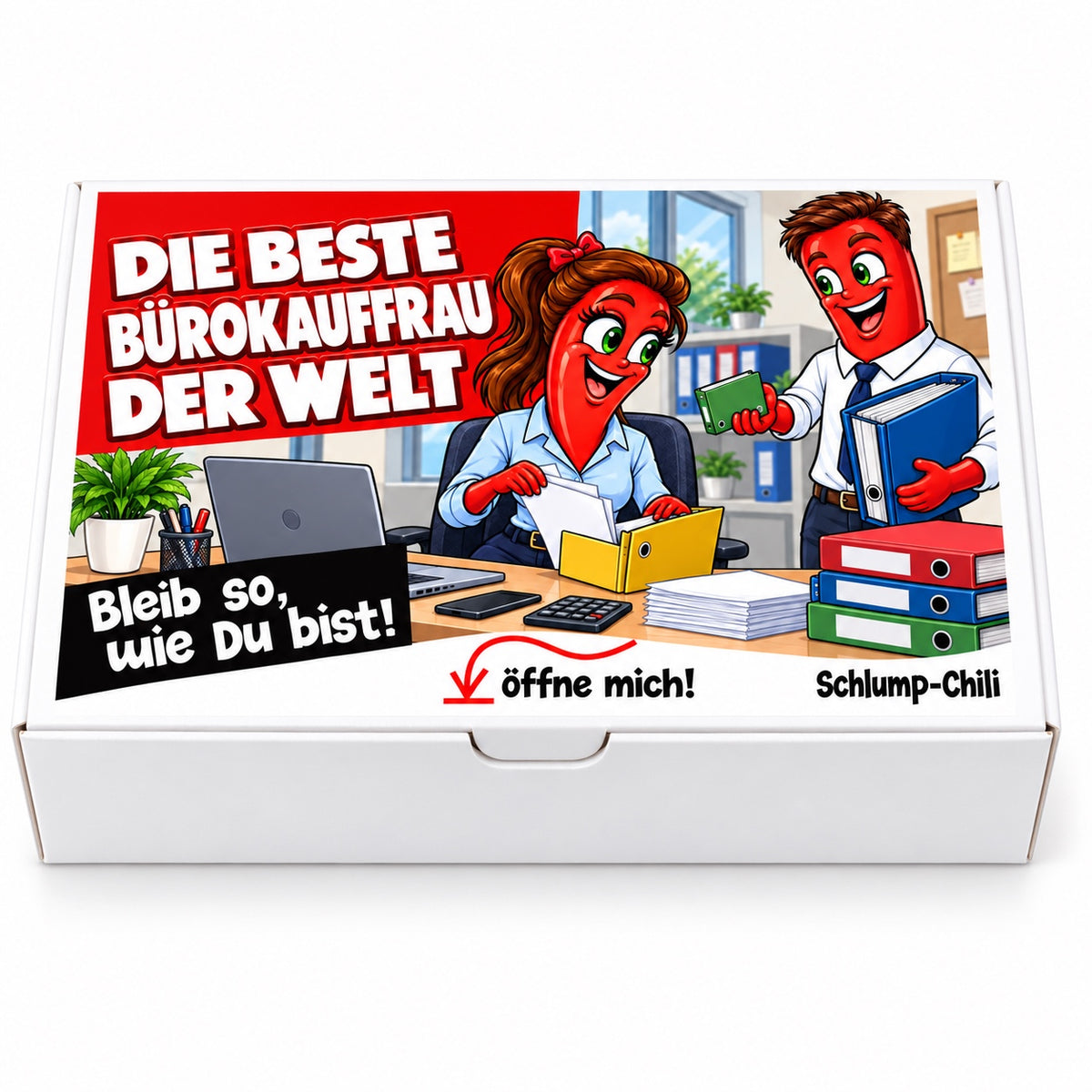 Die beste Bürokauffrau der Welt – weiße Geschenkbox, Vorderansicht