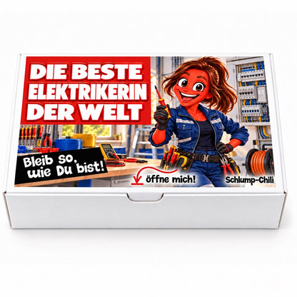 Die beste Elektrikerin der Welt – weiße Geschenkbox, Vorderansicht