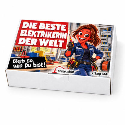 Die beste Elektrikerin der Welt – weiße Geschenkbox, Schrägansicht