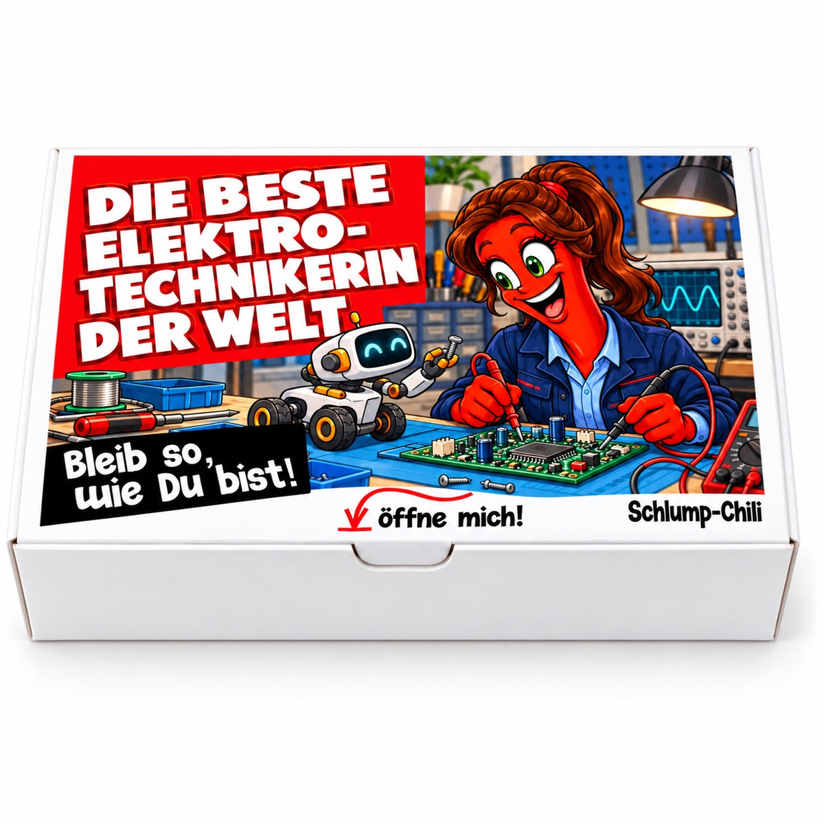 Die beste Elektrotechnikerin der Welt – Geschenkbox Vorderansicht