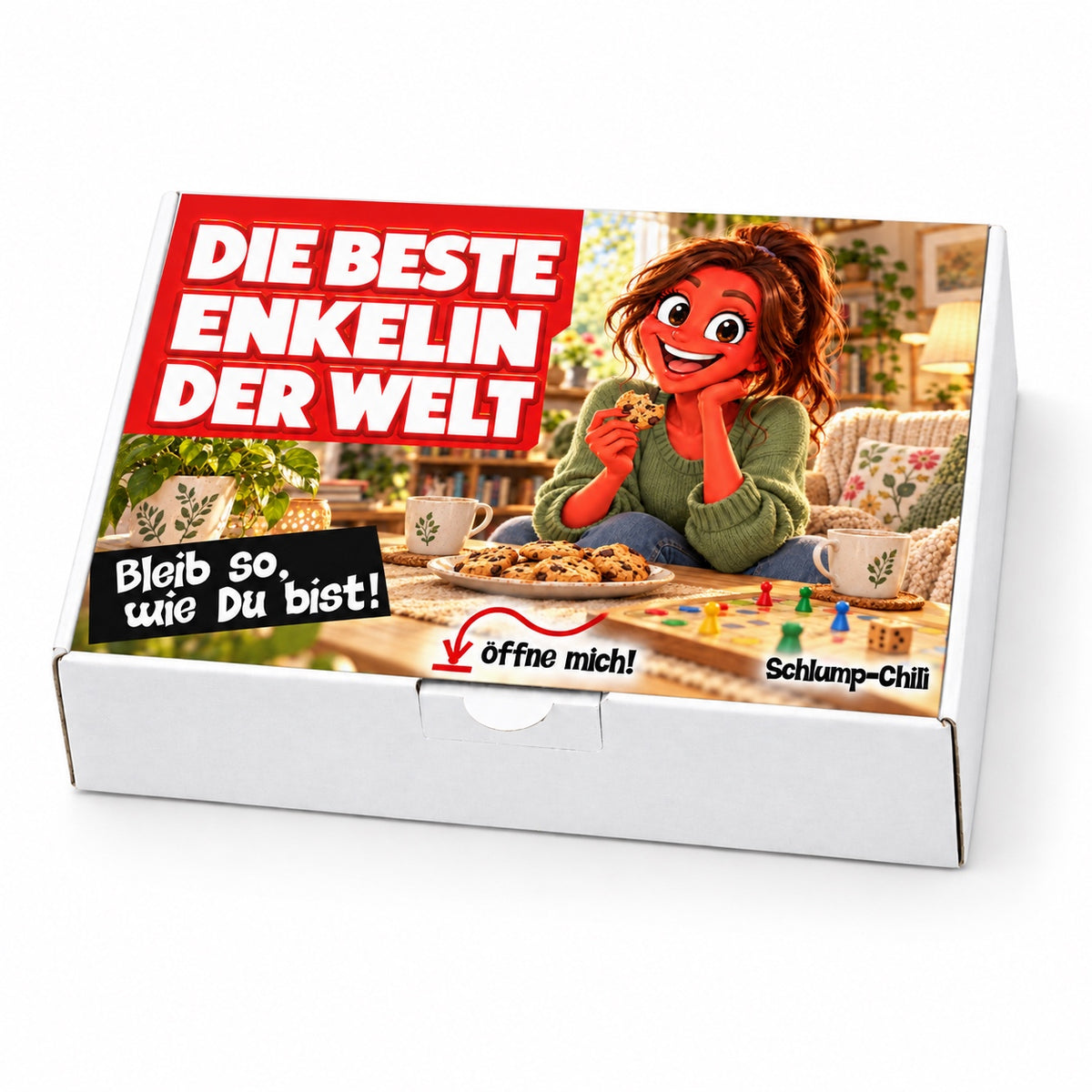 Die beste Enkelin der Welt – weiße Geschenkbox, Schrägansicht