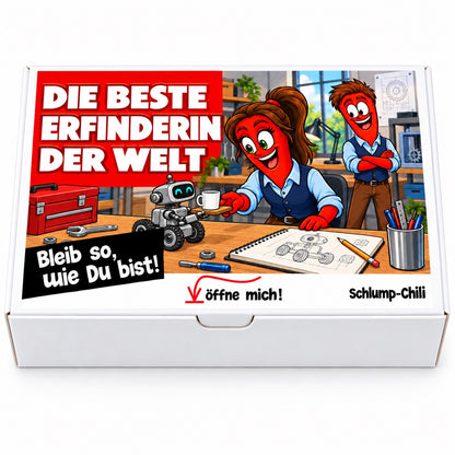 Die beste Erfinderin der Welt – Geschenkbox Vorderansicht