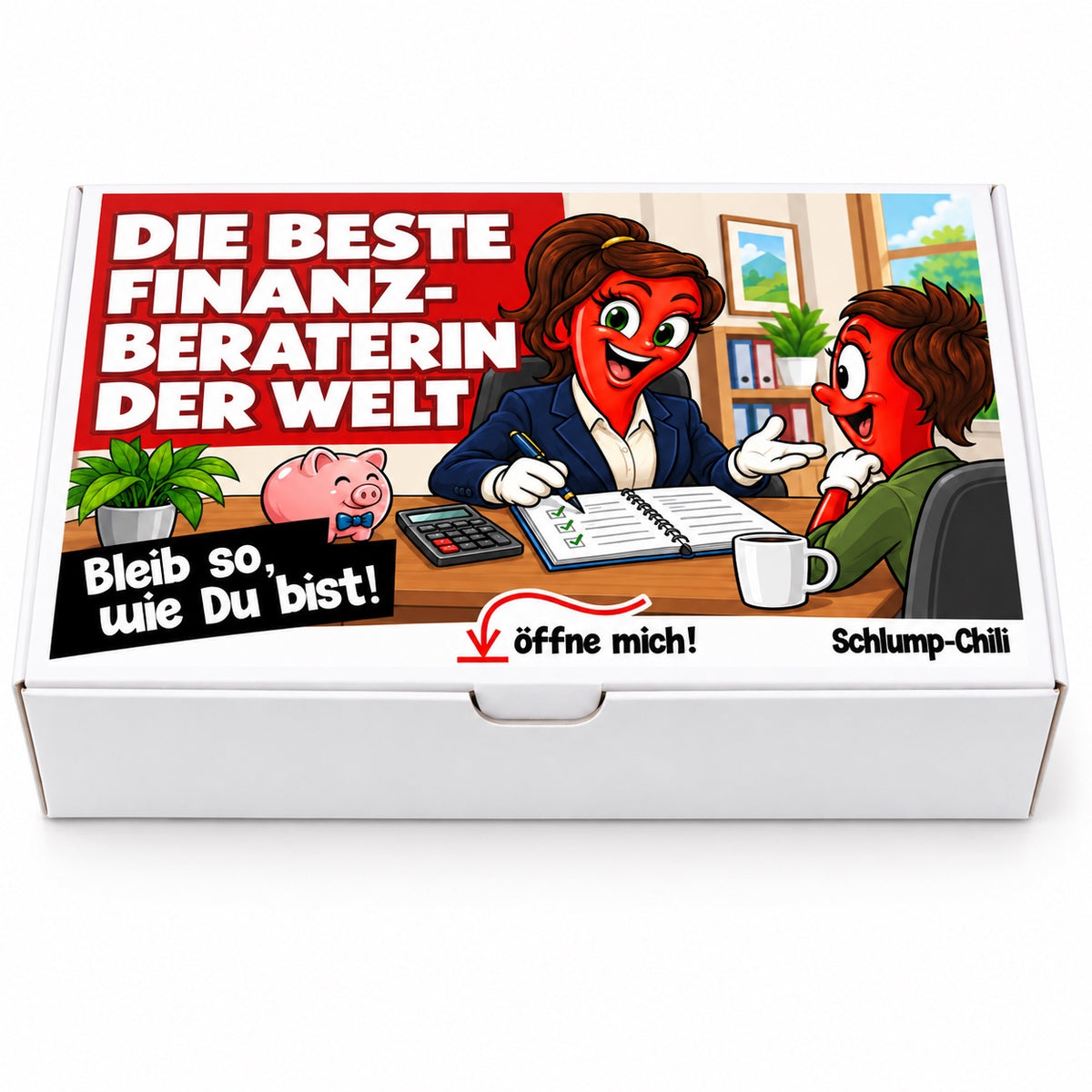 Die beste Finanzberaterin der Welt – Geschenkbox Vorderansicht