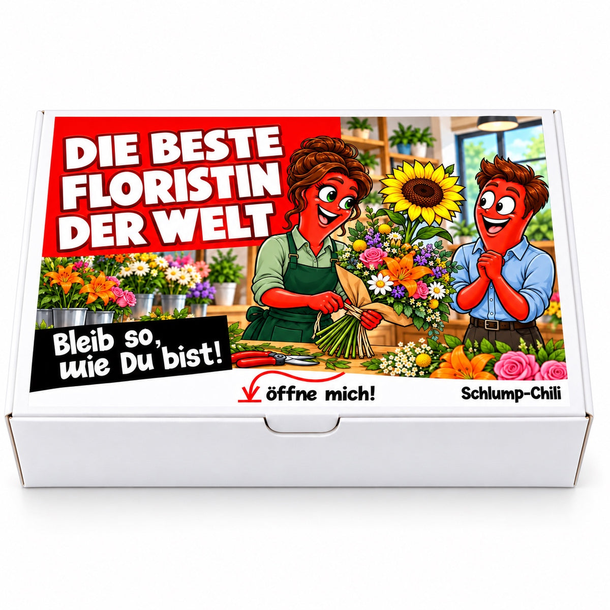 Die beste Floristin der Welt – Geschenkbox Vorderansicht