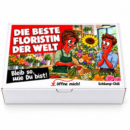 Die beste Floristin der Welt – Geschenkbox Vorderansicht