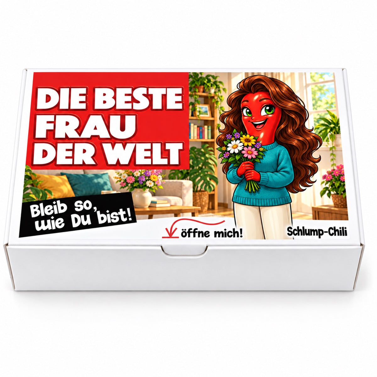 Die beste Frau der Welt – weiße Geschenkbox, Vorderansicht