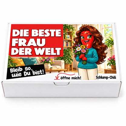 Die beste Frau der Welt – weiße Geschenkbox, Vorderansicht