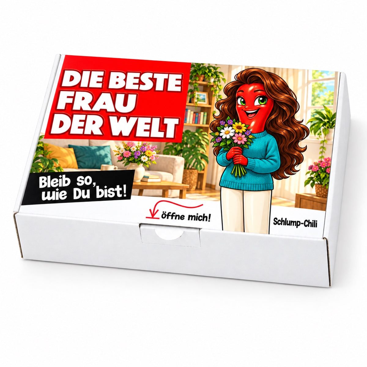 Die beste Frau der Welt – weiße Geschenkbox, Schrägansicht