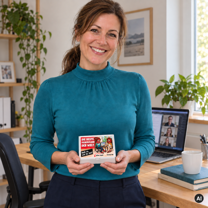 Die beste Freiberuflerin der Welt – Lifestylebild mit kleiner Geschenkbox (AI)