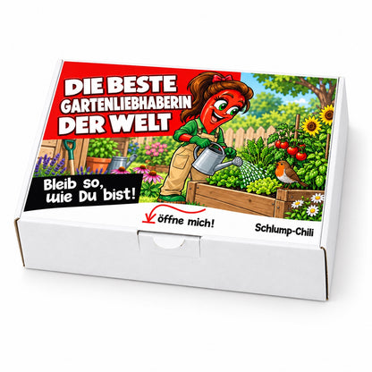 Die beste Gartenliebhaberin der Welt – weiße Geschenkbox, Schrägansicht