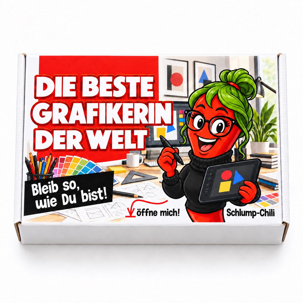 Die beste Grafikerin der Welt – Geschenkbox Vorderansicht
