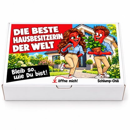 Die beste Hausbesitzerin der Welt – Geschenkbox Vorderansicht