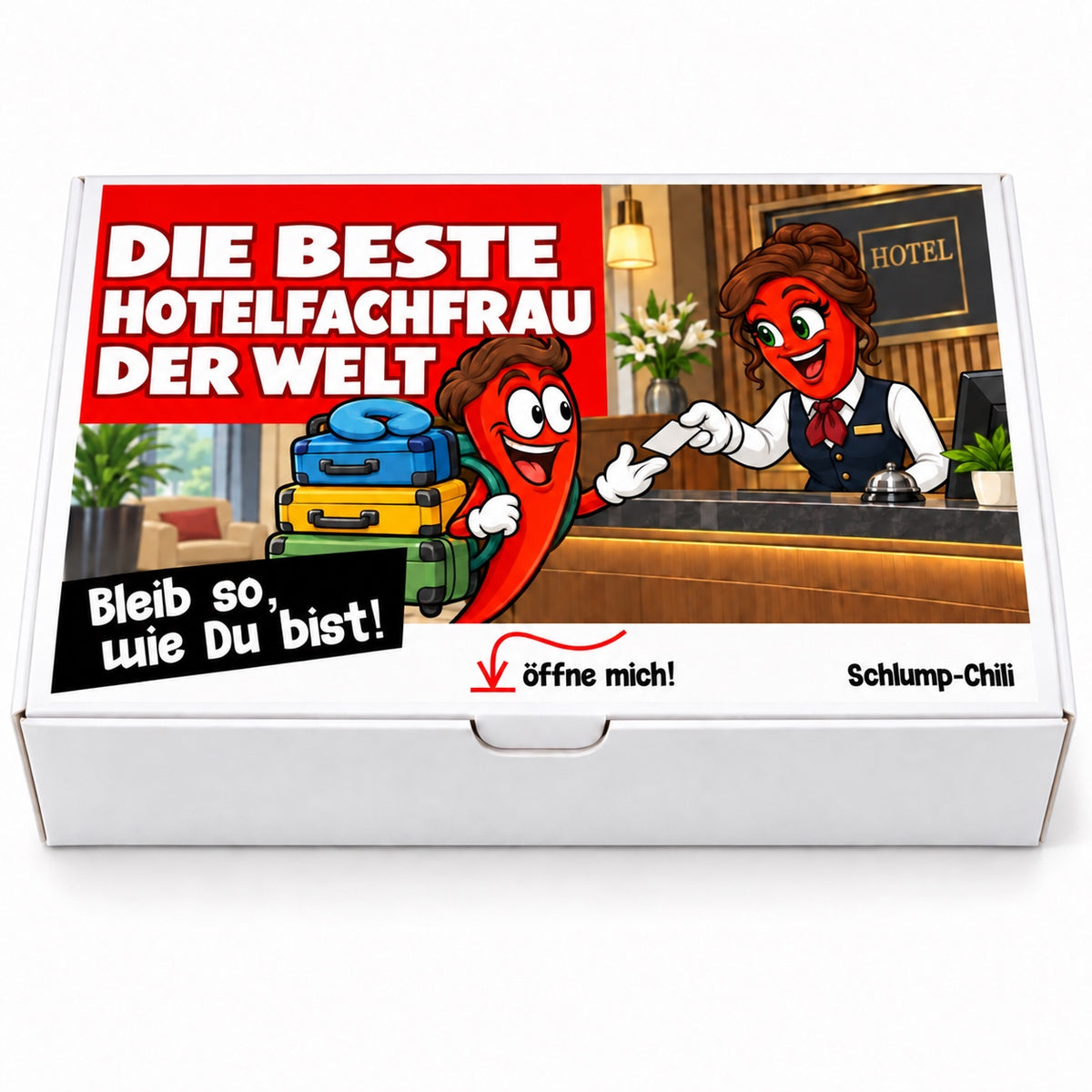 Die beste Hotelfachfrau der Welt – Geschenkbox Vorderansicht