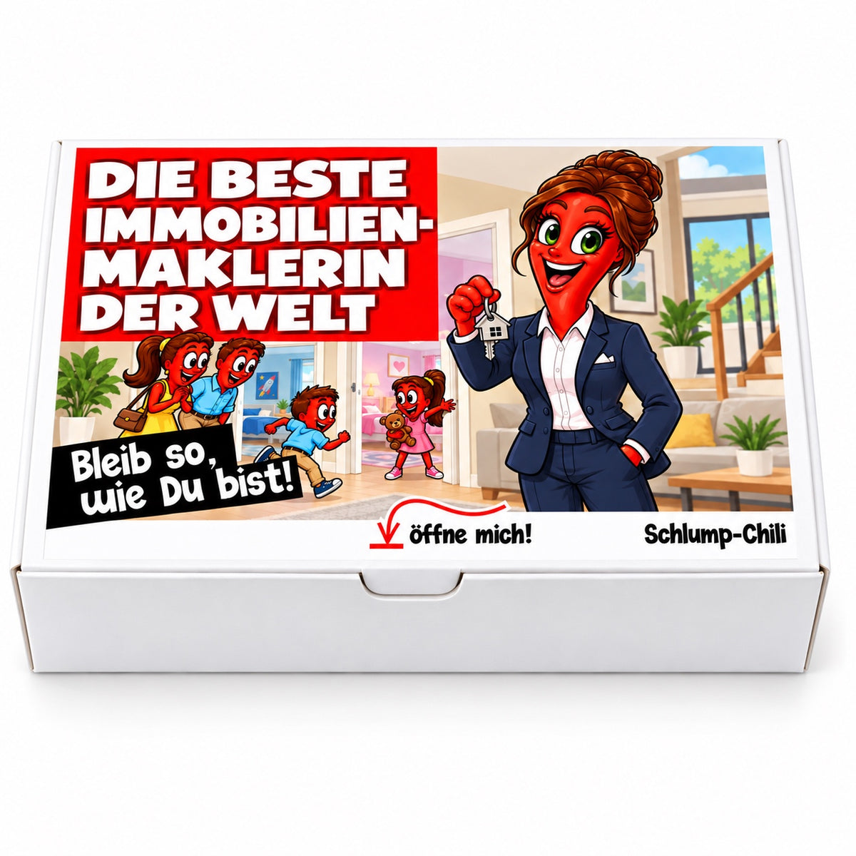 Die beste Immobilienmaklerin der Welt – Geschenkbox Vorderansicht