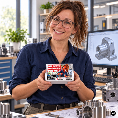 Die beste Ingenieurin der Welt – kleine Geschenkbox in der Hand (AI)