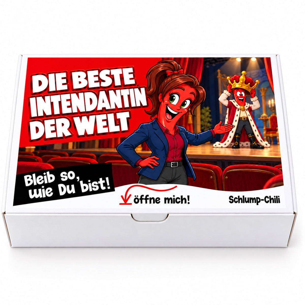 Die beste Intendantin der Welt – weiße Geschenkbox, Vorderansicht