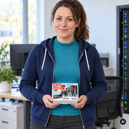 Die beste IT-lerin der Welt – Lifestylebild mit kleiner Geschenkbox (AI)