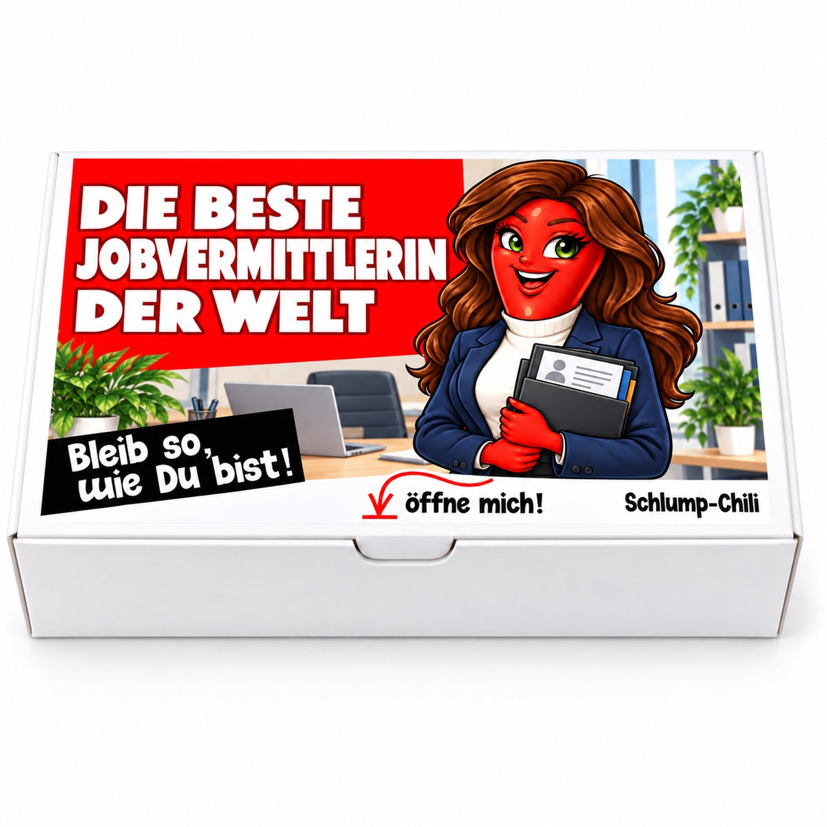 Die beste Jobvermittlerin der Welt – Geschenkbox Vorderansicht