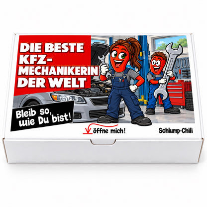 Die beste Kfz-Mechanikerin der Welt – Geschenkbox Vorderansicht