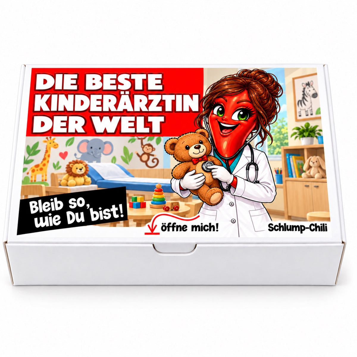 Die beste Kinderärztin der Welt – Geschenkbox Vorderansicht